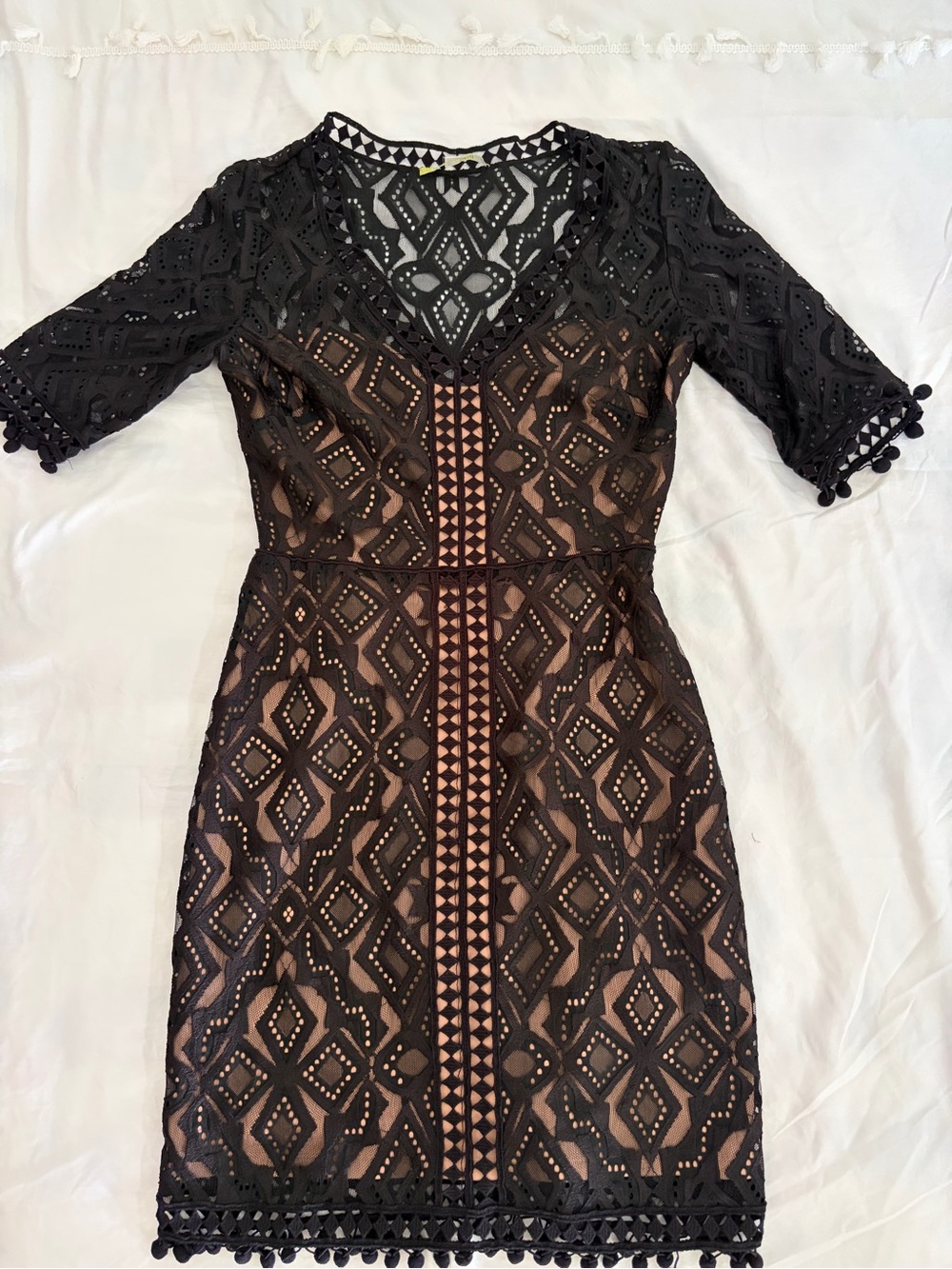 Gianni Bini Black Lace Overlay Mini Dress